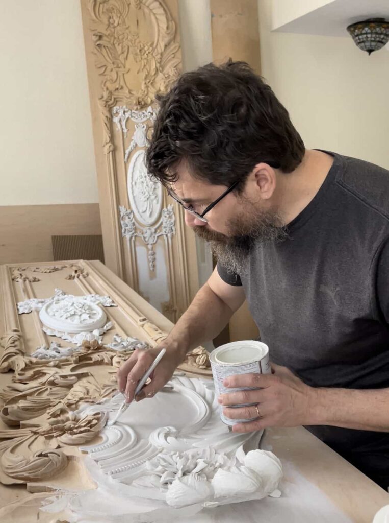 Alexander Grabovetskiy painting hand carved wall panel