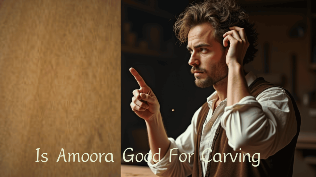 WOODCARVING LESSONS: A man named Woodcarver Grabovetskiy is in a workshop. He points his finger, and the words "Is Amoora Good For Carving" appear in front of him. - Wood Carving tutorials