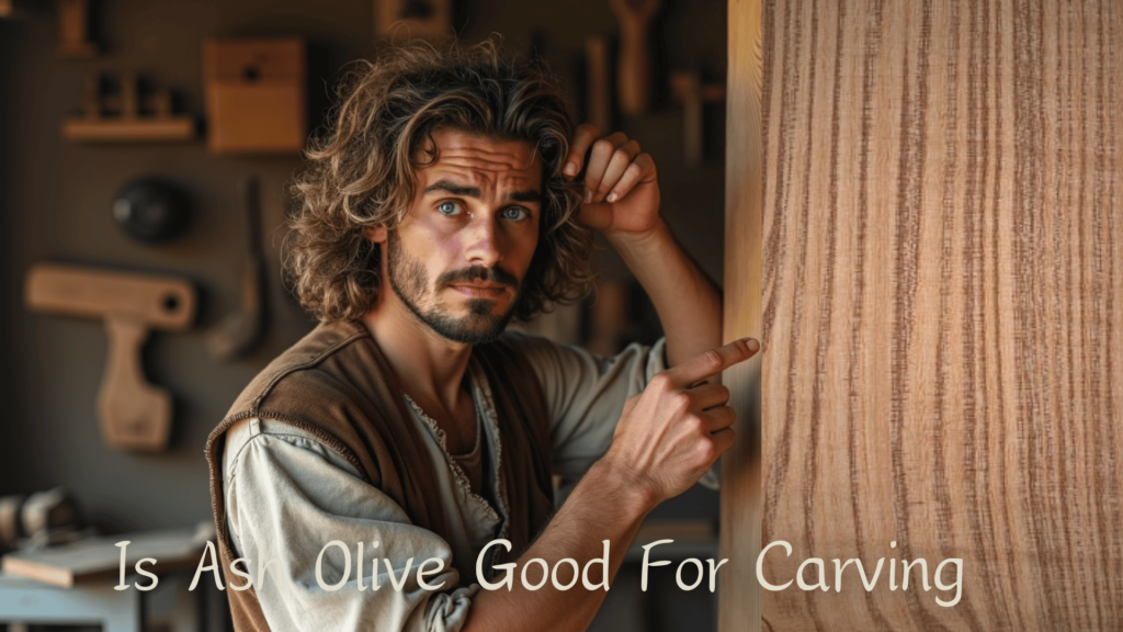 WOODCARVING LESSONS: A man with long hair and a beard looks at wood in a workshop. The text below asks, "Is Ash Olive Good for Carving?"
Only person in the pictures is Woodcarver Grabovetskiy. - Wood Carving tutorials