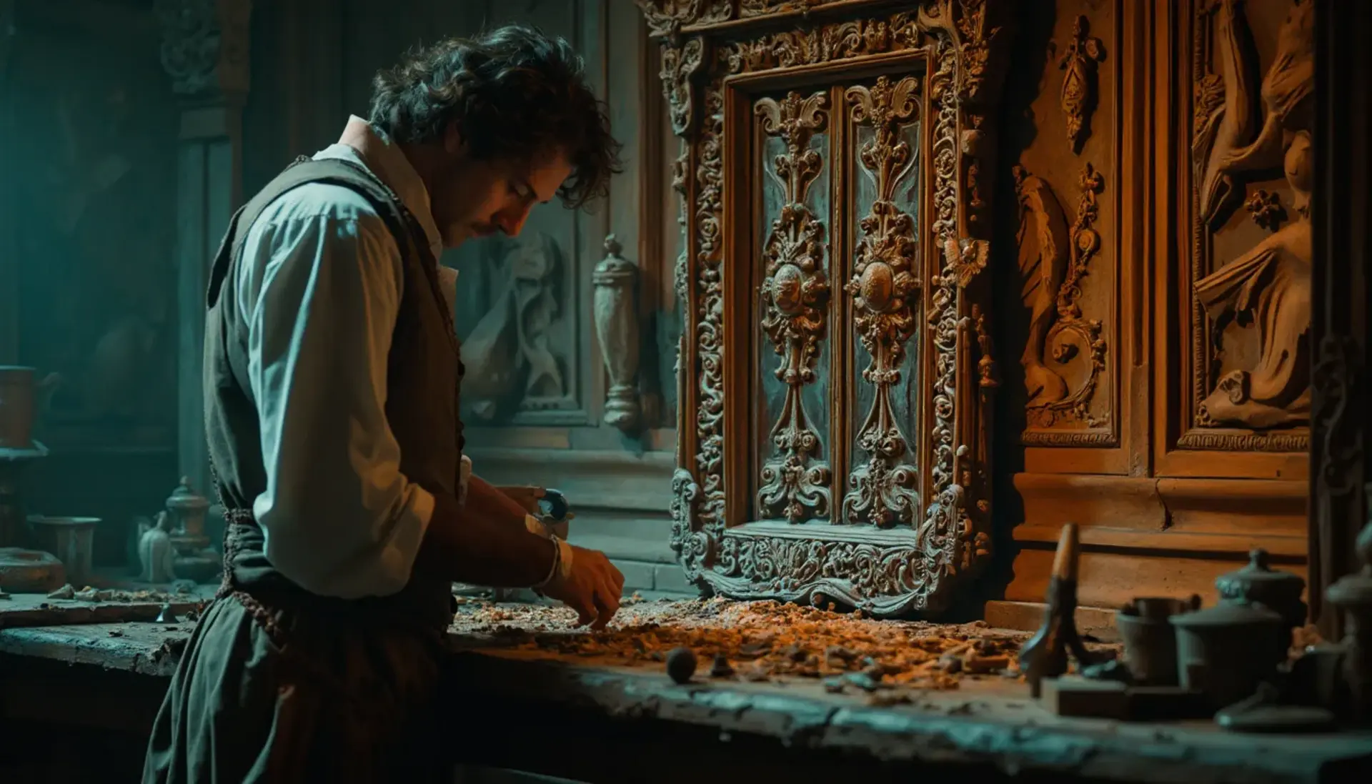 WOODCARVING LESSONS: Woodcarver Grabovetskiy, a man with a beard 