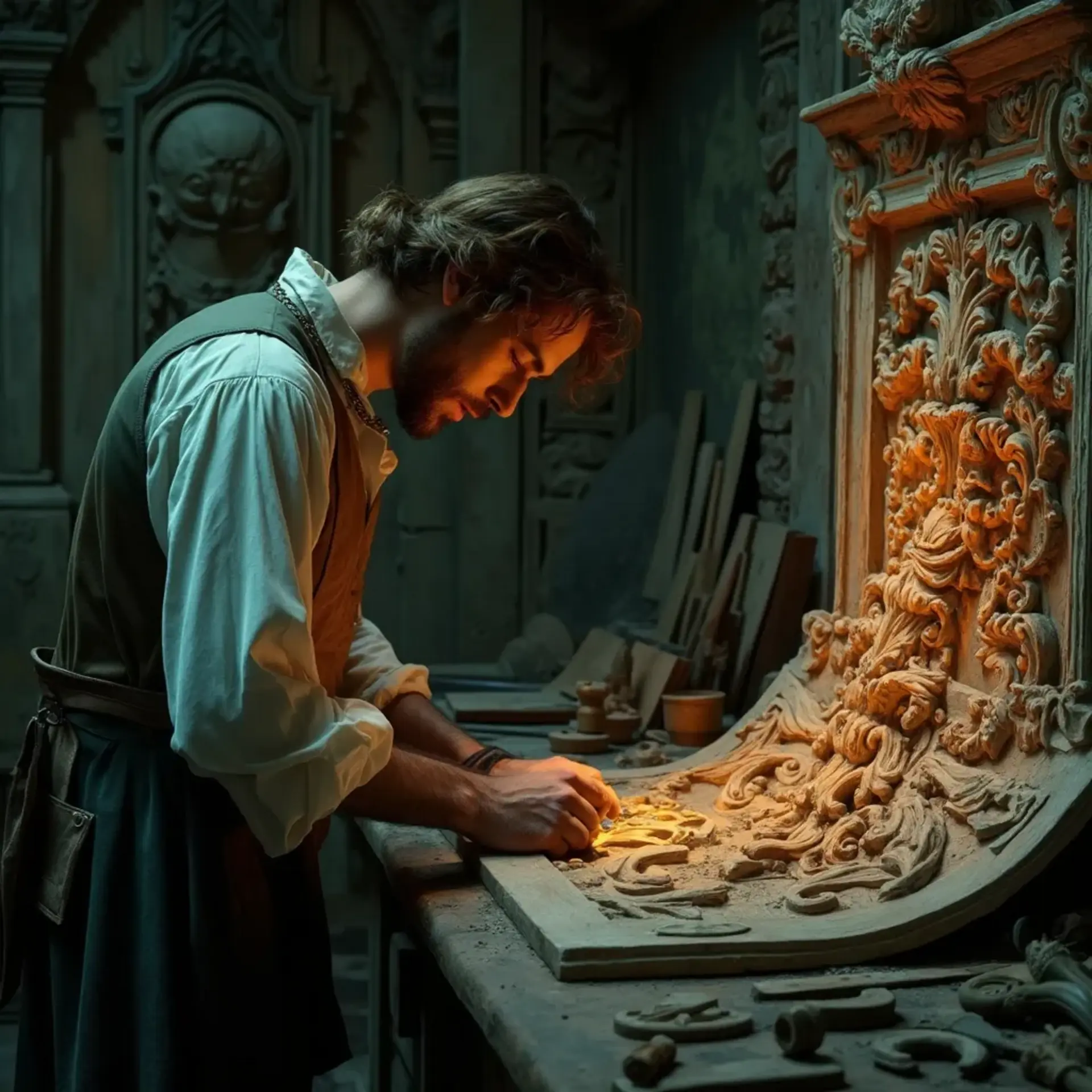 WOODCARVING LESSONS: Woodcarver Grabovetskiy, a man with a beard