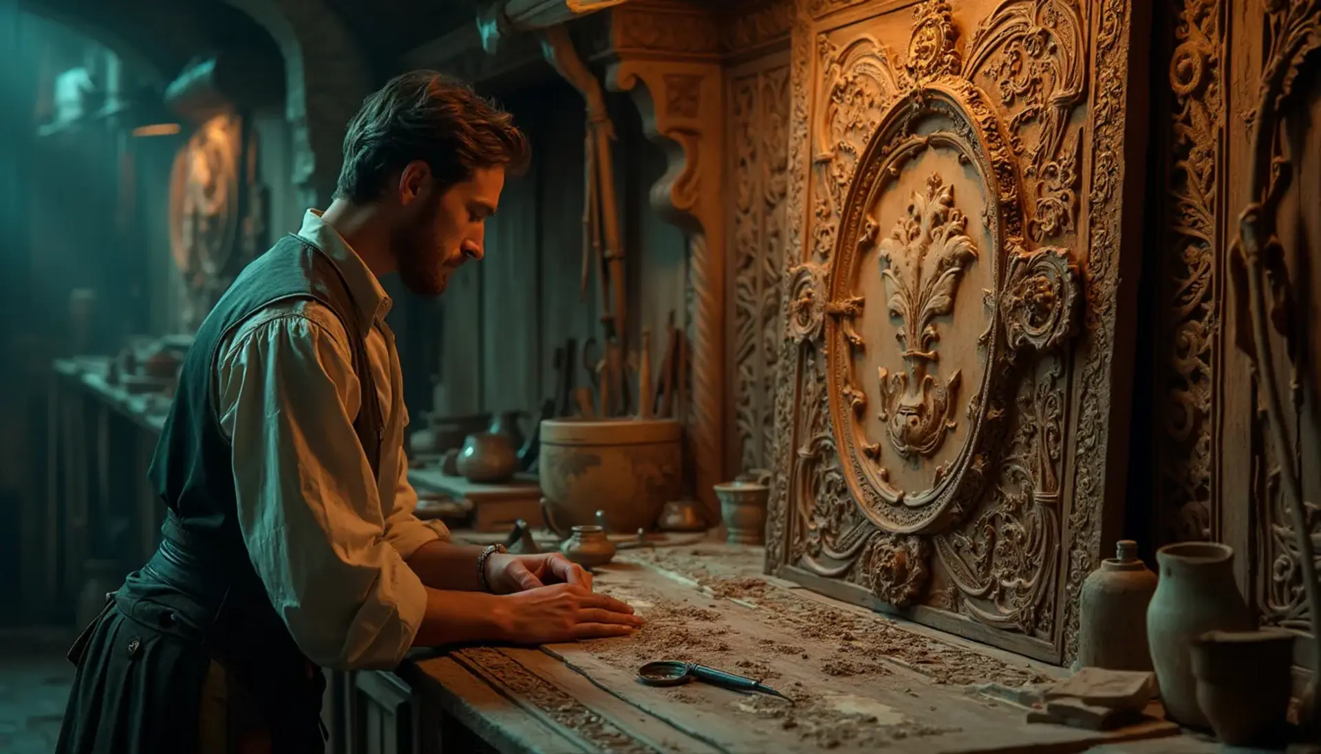WOODCARVING LESSONS: Woodcarver Grabovetskiy, a man with a beard 