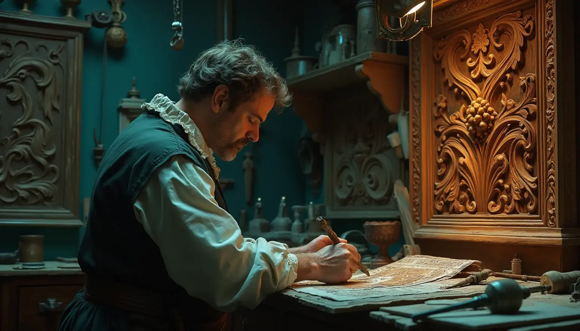 WOODCARVING LESSONS: Woodcarver Grabovetskiy, a man with a beard 
