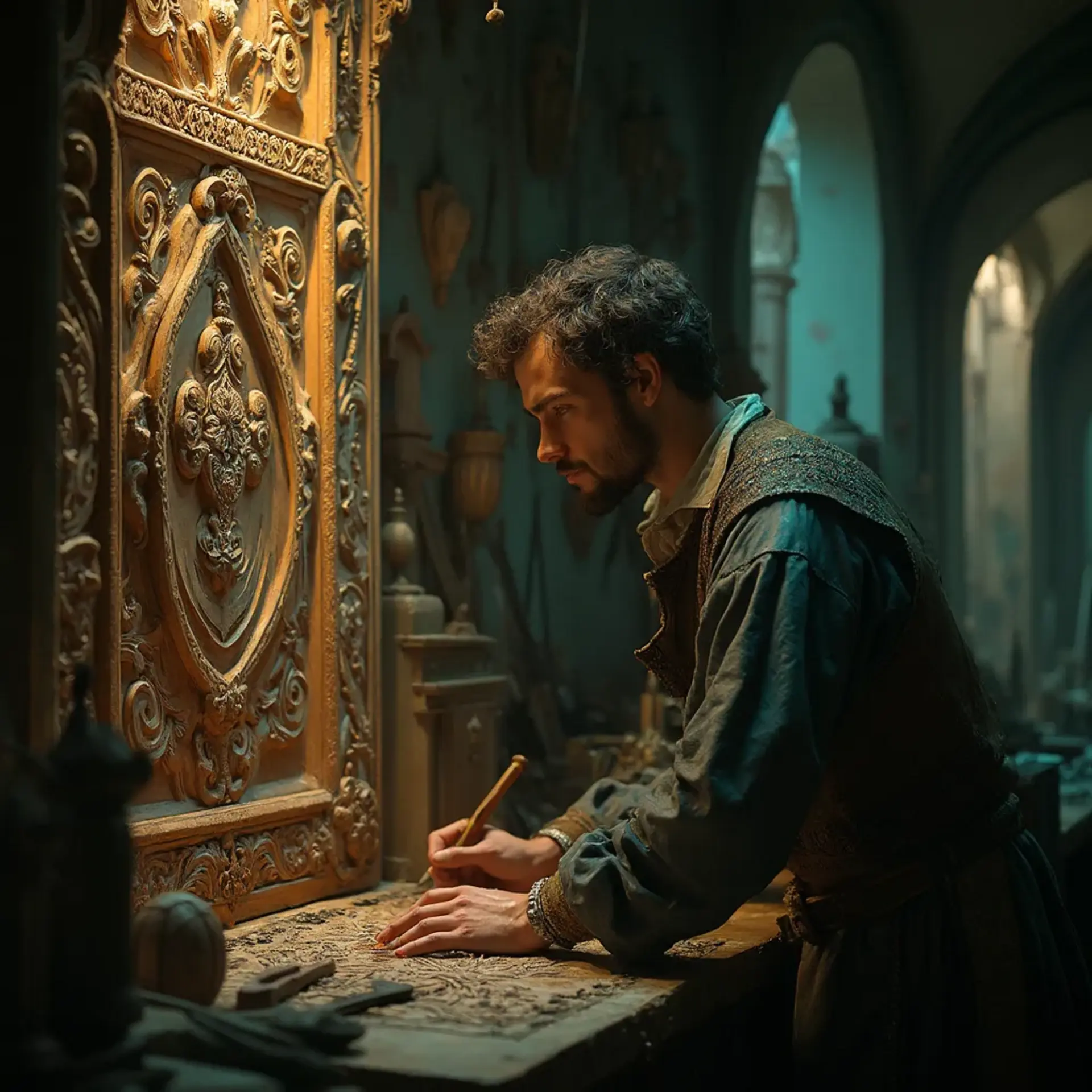 WOODCARVING LESSONS: Woodcarver Grabovetskiy, a man with a beard