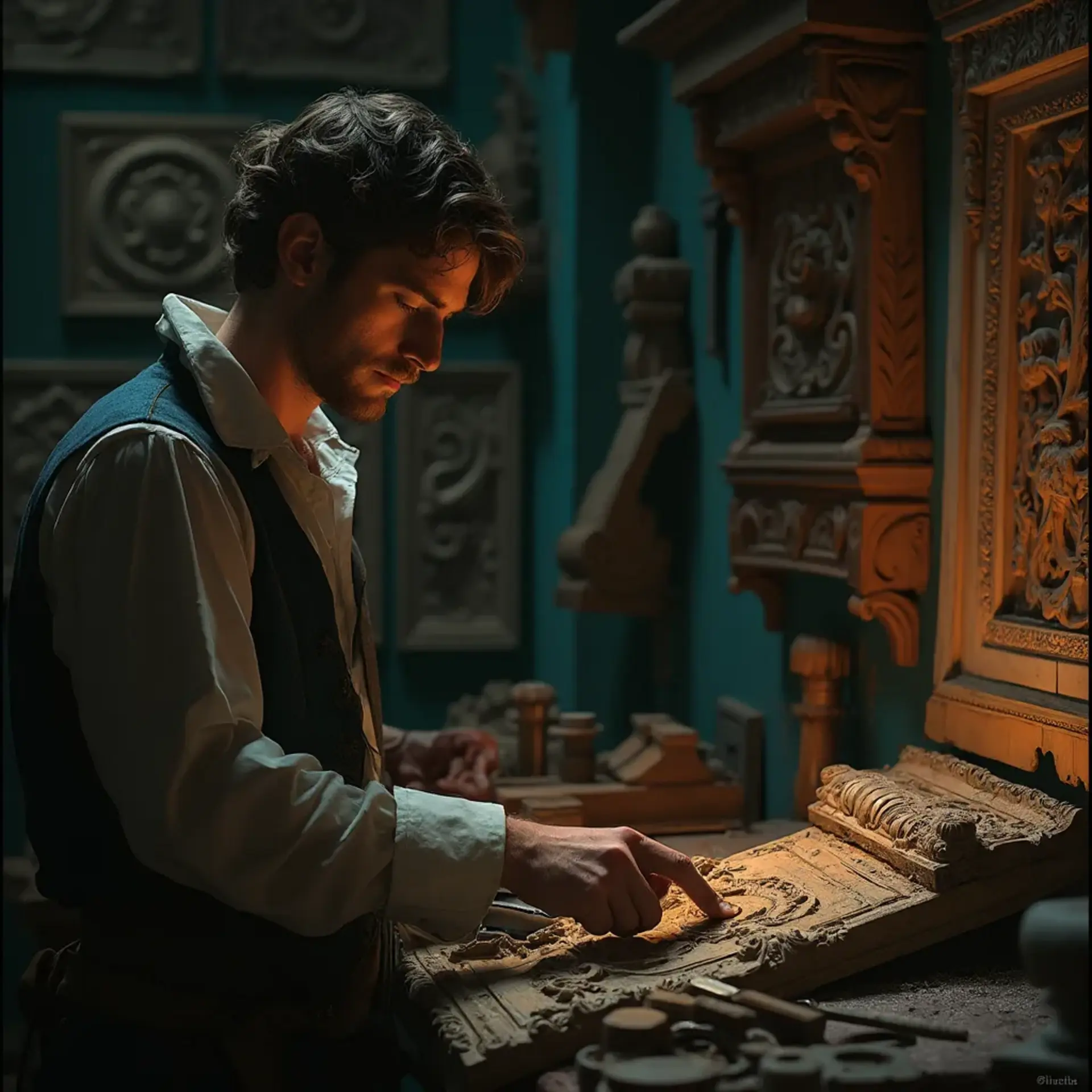 WOODCARVING LESSONS: Woodcarver Grabovetskiy, a man with a beard