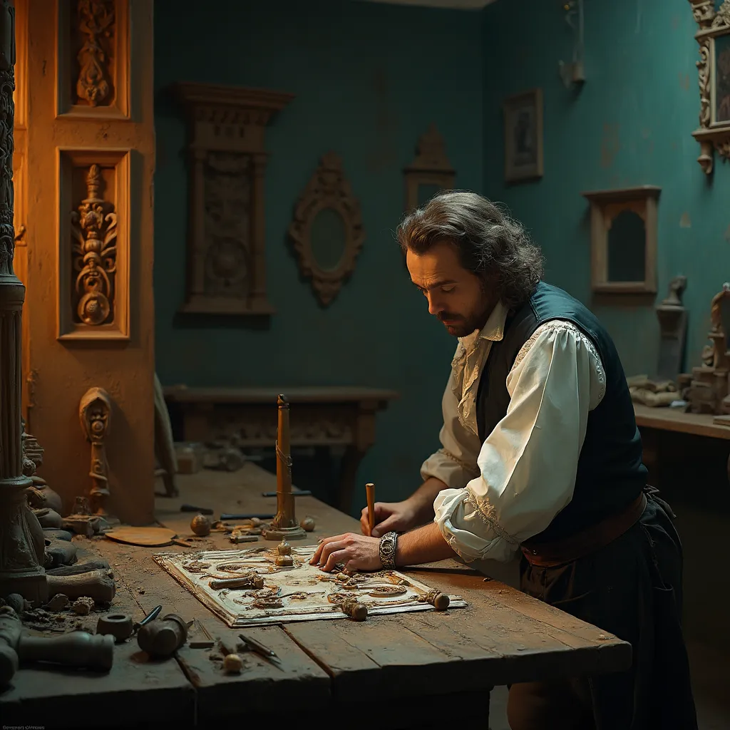 WOODCARVING LESSONS: Woodcarver Grabovetskiy, a man with a beard, holds a sign that says "What wood is the best for carving?" He looks thoughtful. Carving tools are on the table in front of him. - Wood Carving tutorials