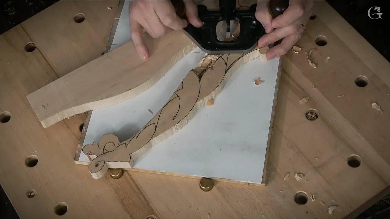 Router plane resting on a spare strip of board laid beside the blank, two hands on it
