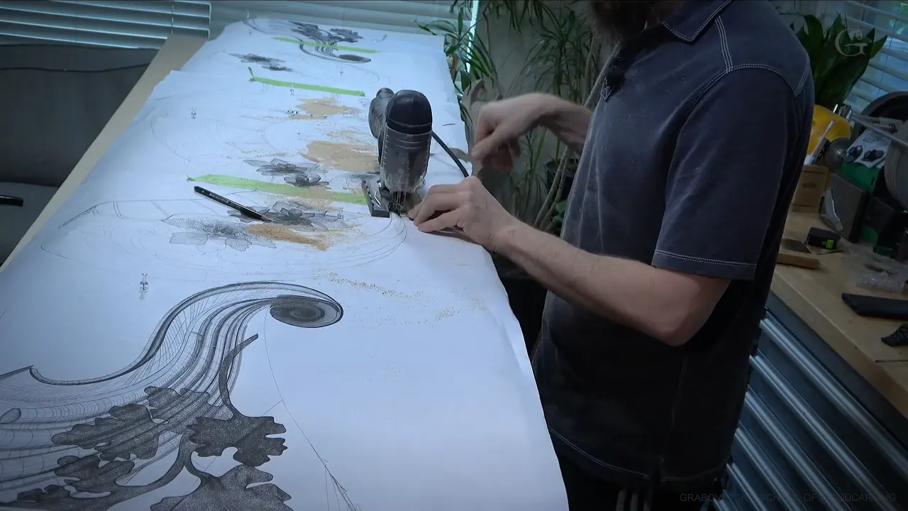 Jigsaw following the printed outline on the long Venice board.