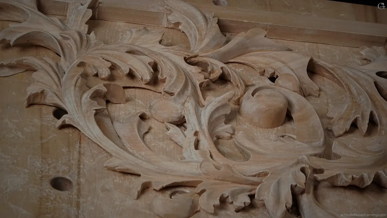 Pierced German Baroque acanthus panel for a pipe organ shade, still raw before any gold leaf