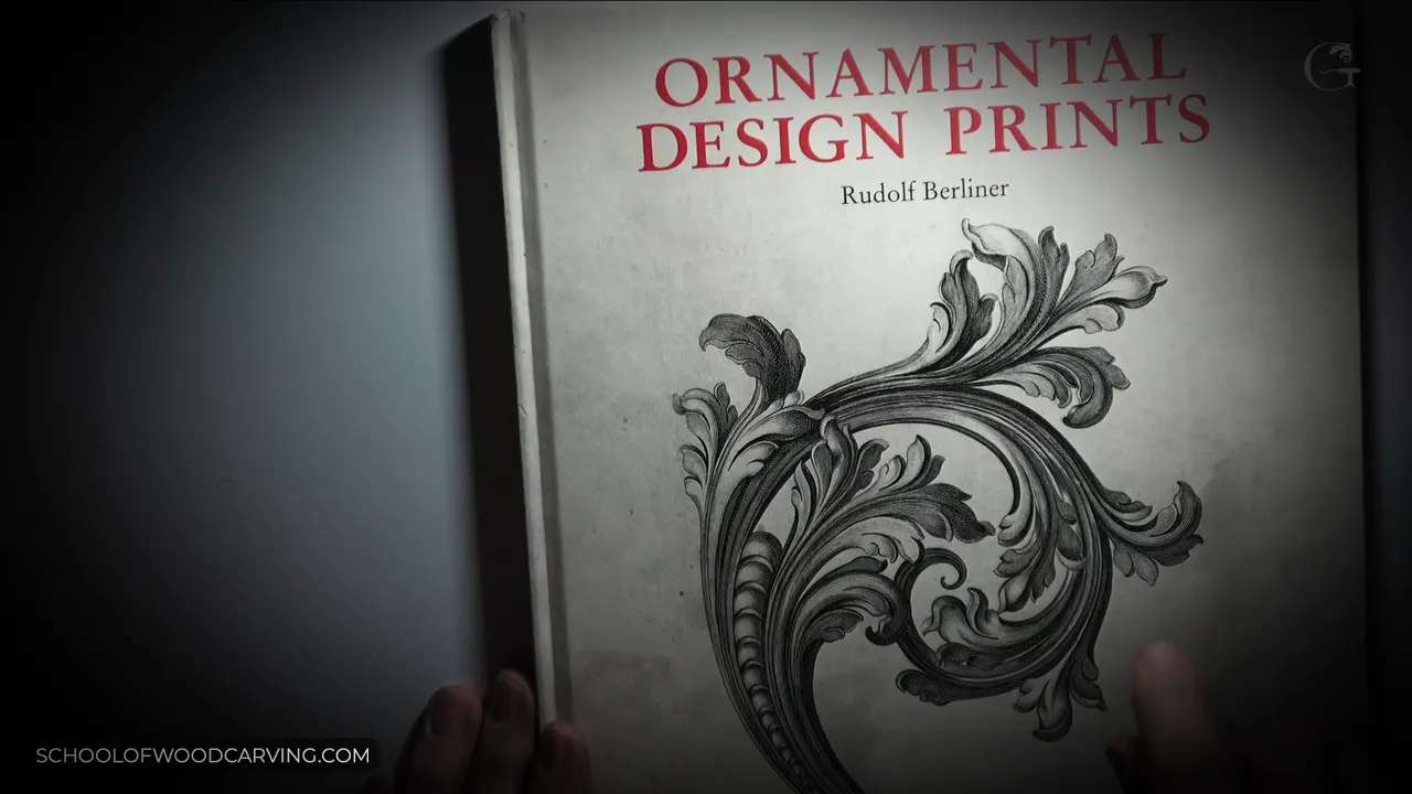 Ornamental Design Prints by Rudolf Berliner, held up to the camera